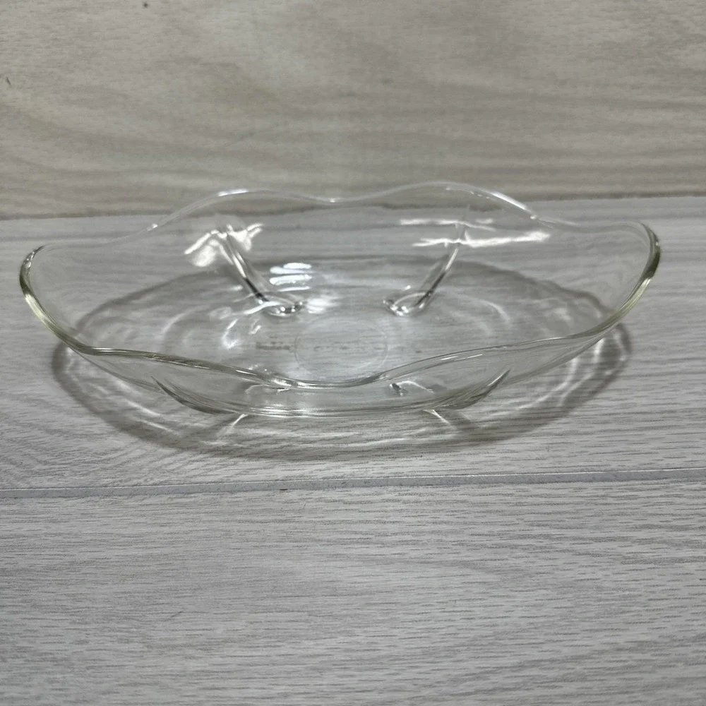 ANCHOR HOCKING Swedish Modern Low Bowl Clear Oval Depression Glass 9x5